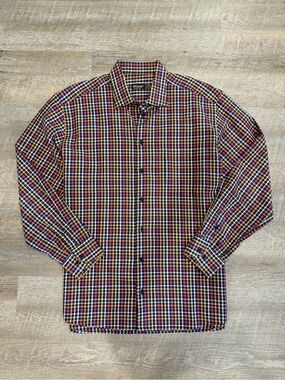 St. Croix Made in Italy 100% Cotton Plaid Button Up Shirt Men’s XL